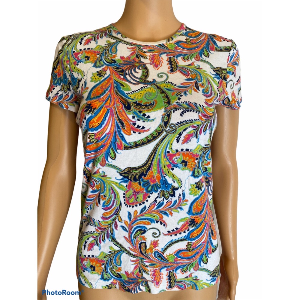 Lauren Ralph Lauren Colorful Bohemian 100% Cotton Top Size PL